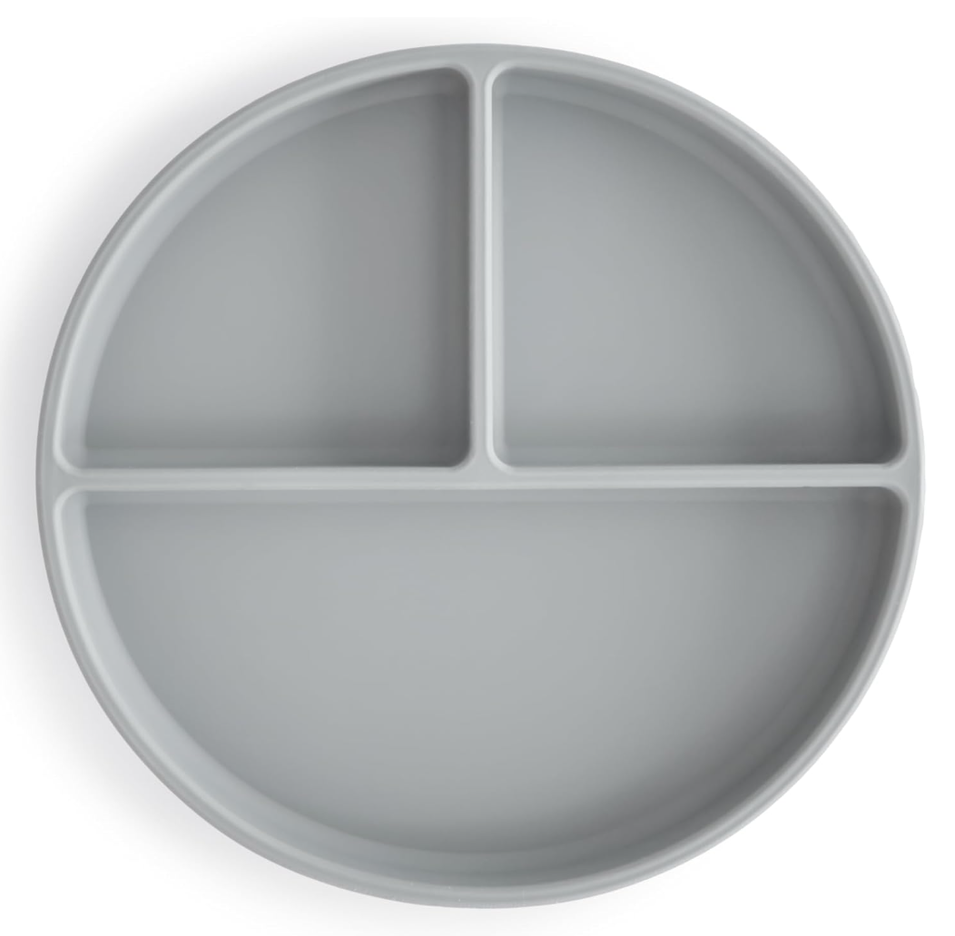 Mushie Silicone Suction Plate | Bpa-Free Non-Slip Design (Stone)