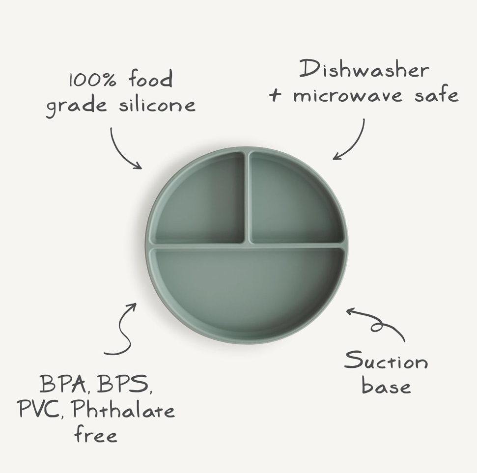 Mushie Silicone Suction Plate | Bpa-Free Non-Slip Design (Stone)