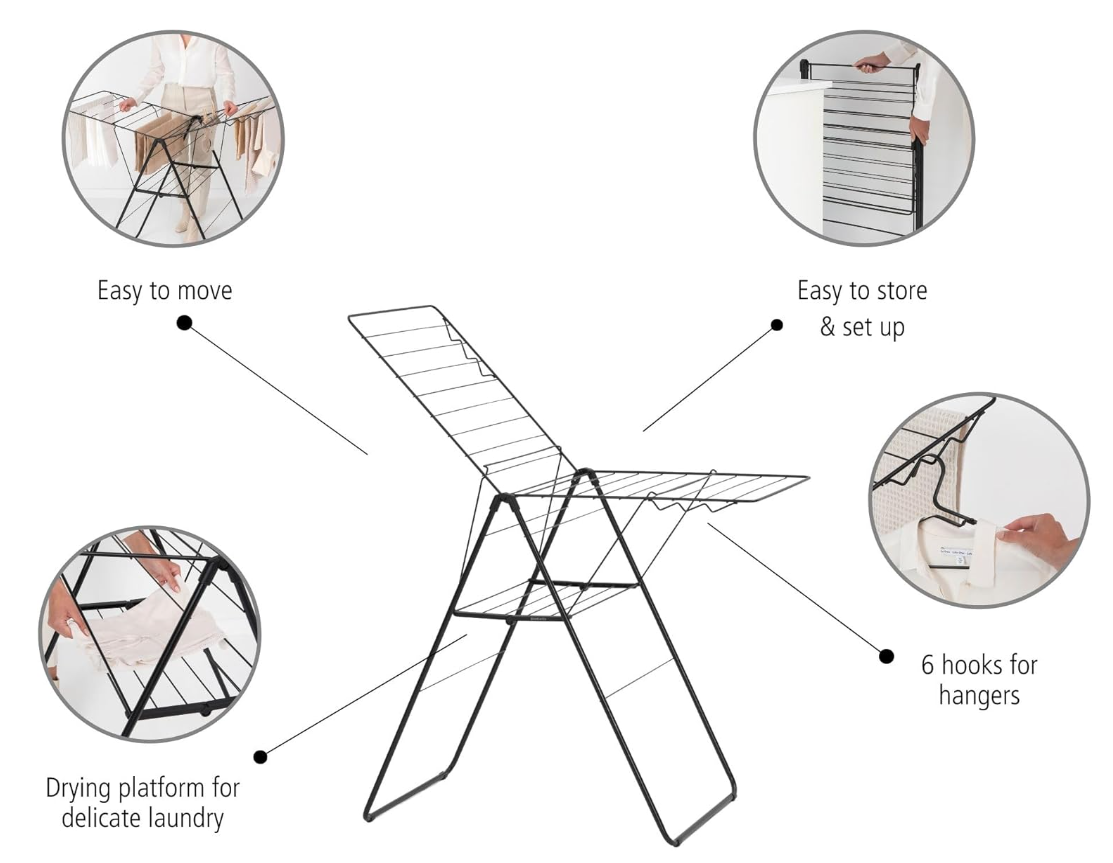Brabantia 403408 HangOn Drying Rack 20m, Matt Black Secondary image