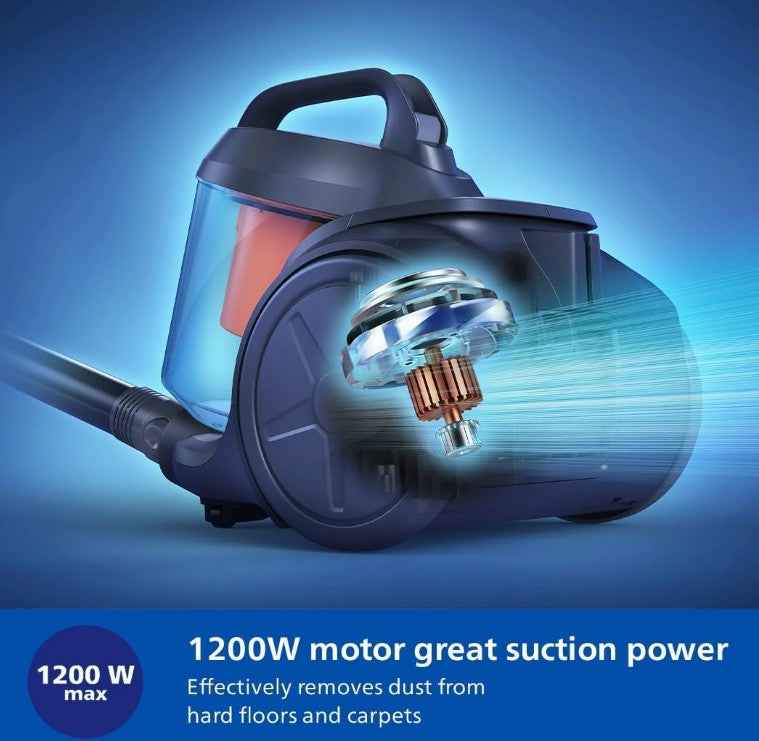 Philips 1000 Series XB1042/10 - Bagless Vacuum Cleaner, 1200W, PowerCyclone 3, 1.3L Dustbin Capacity, Black
