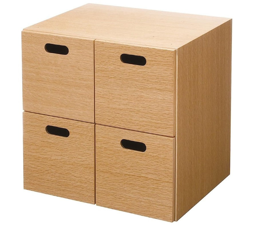 MUJI 12381167 Stacking Chest, Width 14.6 x Depth 11.0 x Height 14.6 inches (37 x 28 x 37 cm), 4 Drawers, Oak Veneer