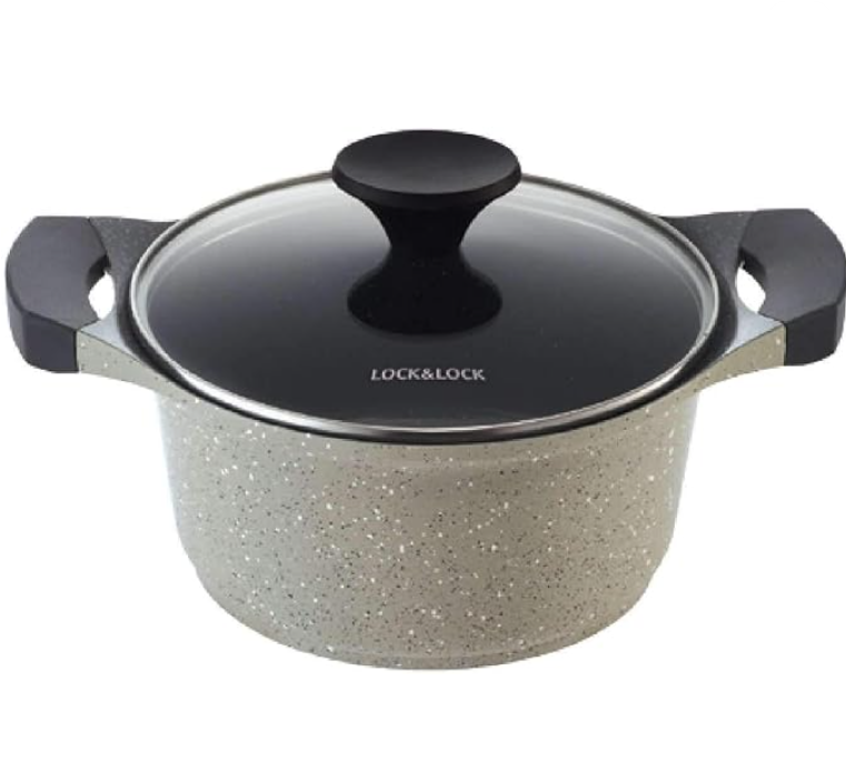 Lock & Lock CookPlus Marble Stone 20cm Casserole, Grey