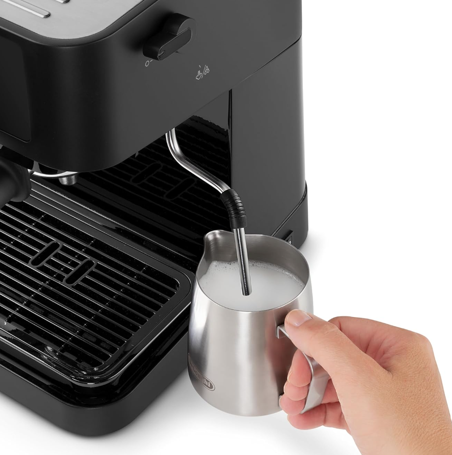 DeLonghi Stilosa Manual Pump Espresso Coffee Machine EC230.BK with 15 Bar Pump Pressure, Traditional Milk Frother, Stainless Steel Boiler, Black Secondary image
