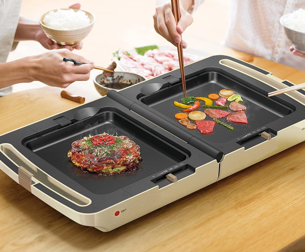 IRIS OHYAMA DPOL-301 Double-Sided Foldable Electric Grill Plate, Takoyaki Hot Plate