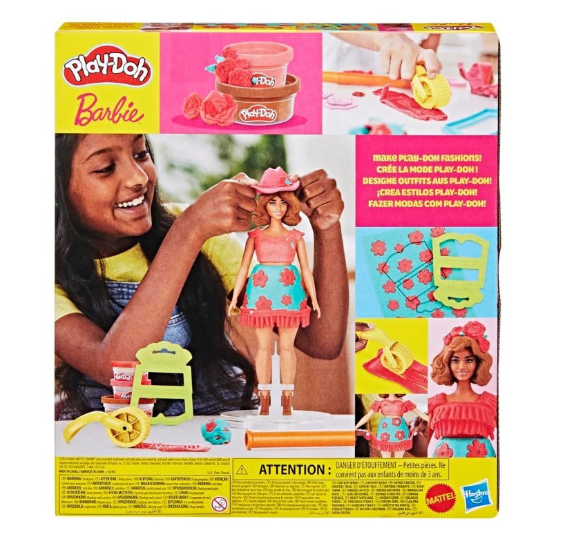 Play-Doh Barbie Florals & Fringe Doll Clothes Craft Kit, Modeling Compound with 9 Fashion Accessories, Arts & Crafts Toy for Kids Ages 5+, Pretend Play Toy