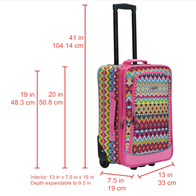 Rockland Fashion Softside Upright Luggage Set Tribal 2Piece