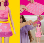 Play-Doh Barbie Hearts and Hair Set, Make Doll Clothes with Modeling Compound & 10 Fashion Accessories, Arts & Crafts for Toys for Girls & Boys 5+, Pretend Play Toy