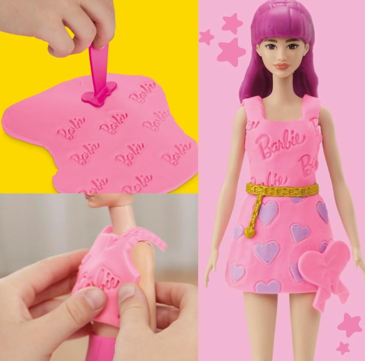 Play-Doh Barbie Hearts and Hair Set, Make Doll Clothes with Modeling Compound & 10 Fashion Accessories, Arts & Crafts for Toys for Girls & Boys 5+, Pretend Play Toy