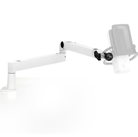 Elgato Wave Mic Arm LP White Premium Low Profile Microphone Arm With Cable Management Desk Clamp Versatile Mounting And Fully Adjustable