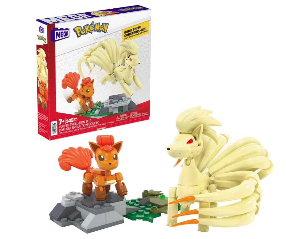 MEGA Pokémon Vulpix Evolution Set (145 Pieces) with 2 Poseable Action Figures for Kids