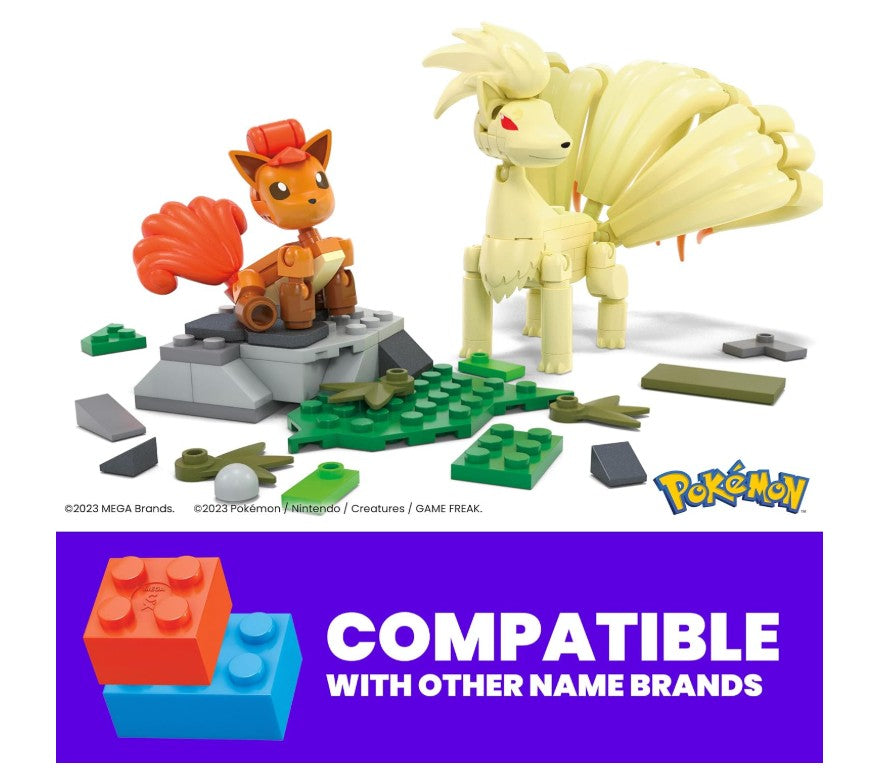 MEGA Pokémon Vulpix Evolution Set (145 Pieces) with 2 Poseable Action Figures for Kids