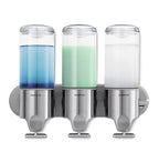 Simplehuman Shampoo and Soap Dispensers, Silver/Clear, Triple Pump, 3 x 15 fl. oz., BT1029
