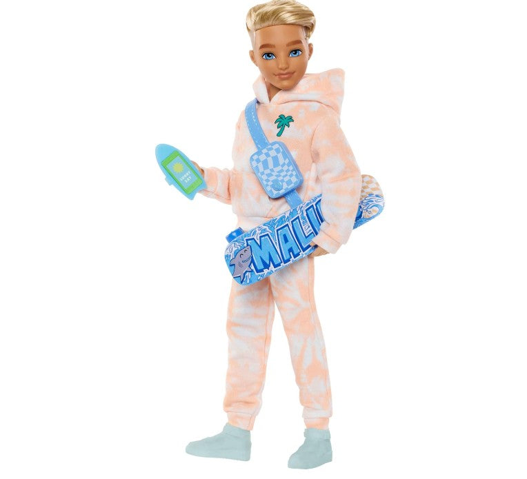 Barbie Dream Besties Doll and Accessories, Ken Posable Fashion Doll with Removable Fashions & Blonde Hair, 9 Summer & Skateboard Themed Pieces Main image