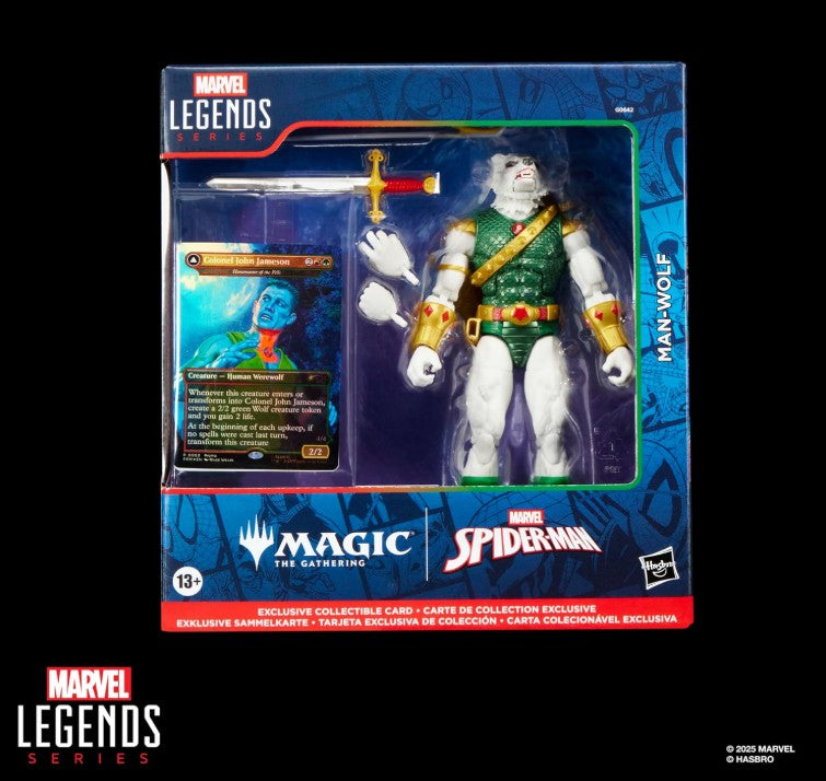 Marvel Legends Series Magic: The Gathering Man-Wolf, 6-Inch Spider-Man Action Figure Toy & Exclusive Foil Collectible Card Game Trading Card ,Marvel Legends Spider-Man 6 Inch Action Figure Magic The Gathering Wave 1 - Man-Wolf