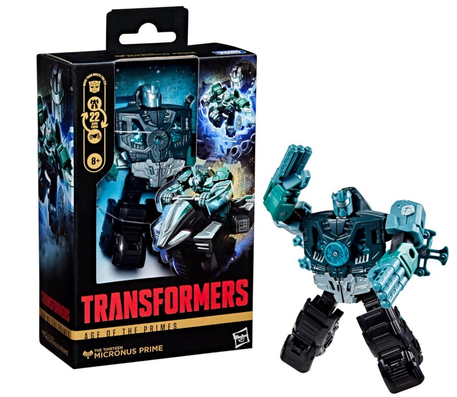 Transformers Age of the Primes The Thirteen Micronus Prime, Deluxe Class 5.5-Inch Converting Action Figure, Robot Toys for Ages 8+, Collectible Toy