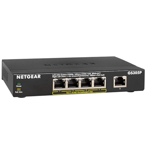 NETGEAR GS305P 5 Port Gigabit Unmanaged PoE Desktop Switch 55W