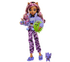 Monster High Creepover Party Doll, Clawdeen Wolf with Pet Dog Crescent, Sleepover Clothes & Accessories like Eye Mask & Pizza
