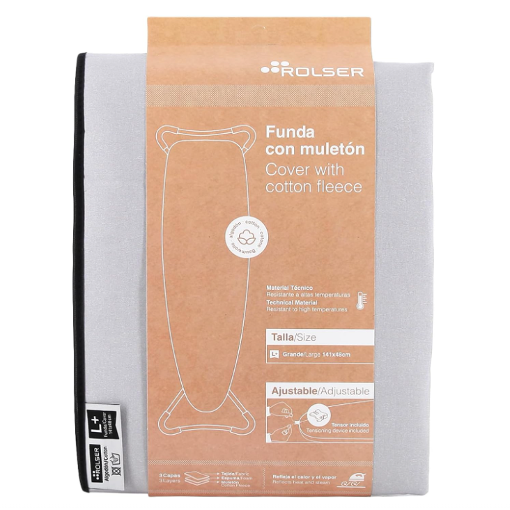 Rolser KSurf Cotton Ironing Board Cover 141x48cm Silver