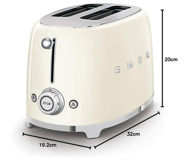 Smeg TSF01CRUK 2-Slice Toaster, Cream