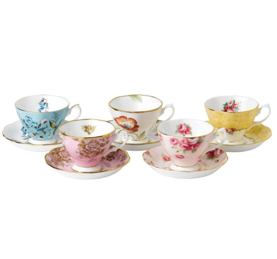 Royal Albert 40017548 100 Years 1950-1990 Teacup & Saucer Set, Multicolor, 5 Piece