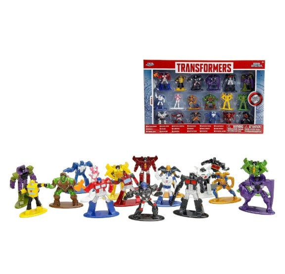 Jada Toys 90s TV Series Transformers Nano Figures Die-Cast Metal Action Figures Boxed Set, 1.65-Inch Height