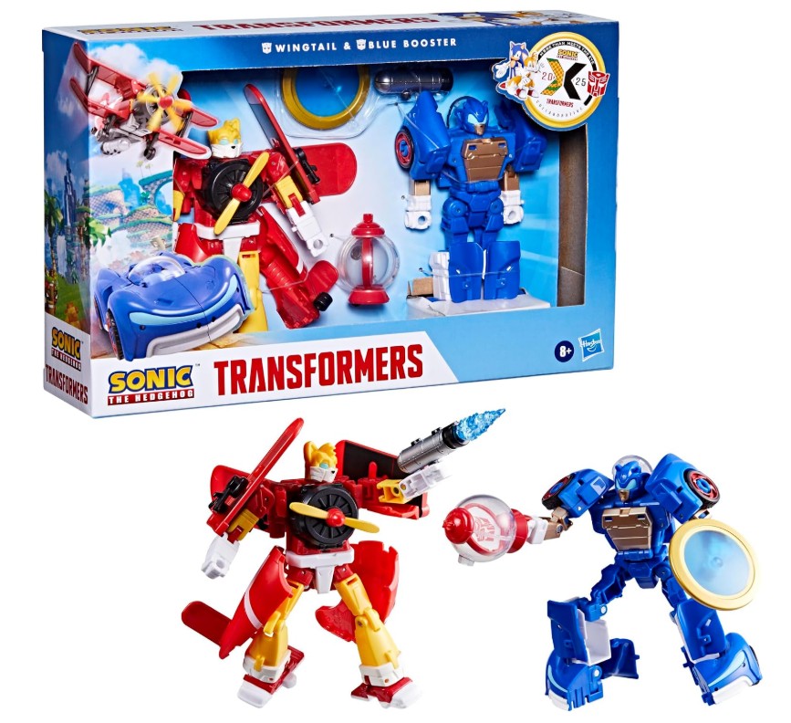 Transformers Collaborative Sonic the Hedgehog x Transformers Toys, Wingtail and Blue Booster Converting Action Figures Main image