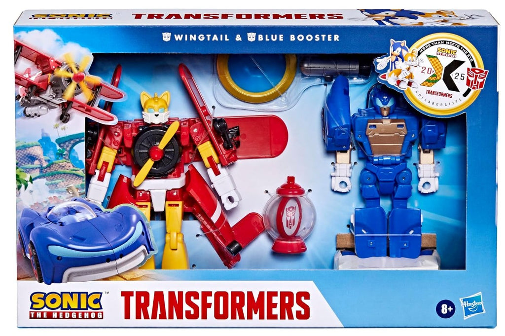 Transformers Collaborative Sonic the Hedgehog x Transformers Toys, Wingtail and Blue Booster Converting Action Figures