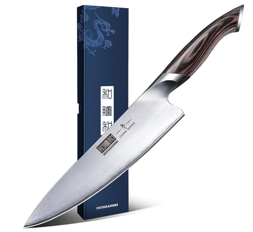 HOSHANHO Kitchen Knife in Japanese High Carbon Steel, High-Class Chef's Knife 8 inch Professional Cooking Knife, Non-slip Ultra Sharp Knives with Ergonomic Handle
