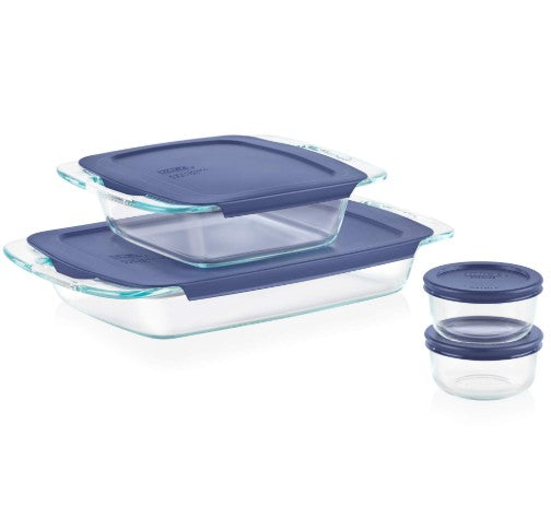 Pyrex Easy Grab 8-Piece Glass Bakeware and Food Storage Set