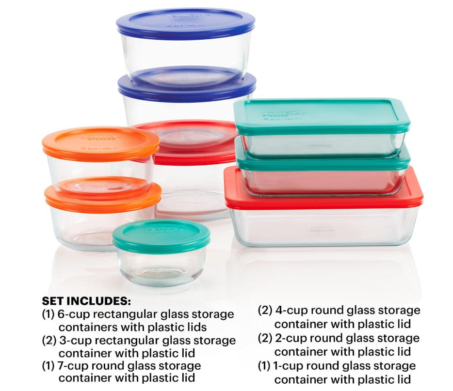Pyrex 18 Piece Simply Store Food Storage Set, Clear