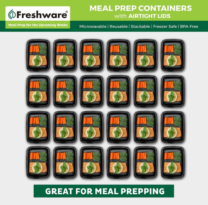 Freshware Meal Prep Containers [150 Pack] 1 Compartment Food Storage Containers with Lids, Bento Box, BPA Free, Stackable, Microwave/Dishwasher/Freezer Safe (28 oz)