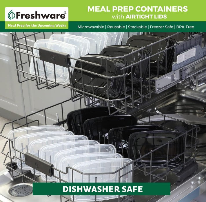 Freshware Meal Prep Containers [150 Pack] 1 Compartment Food Storage Containers with Lids, Bento Box, BPA Free, Stackable, Microwave/Dishwasher/Freezer Safe (28 oz)
