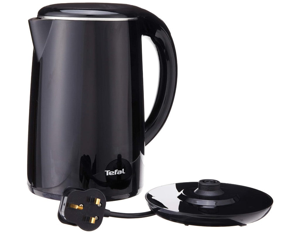 Tefal Safe’Tea KO2608 - Electric Kettle, 1800W - 2150W, 1.7L Capacity, External Plastic Body, Double Layer Heat Protection, Black