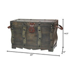 Antique Style Distressed Wooden Pirate Treasure Chest, Coffee Table Trunk