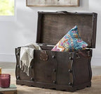 Antique Style Distressed Wooden Pirate Treasure Chest, Coffee Table Trunk