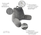 Milliard Reading Pillow with Shredded Memory Foam, Large Adult Backrest with Arms, Back Support for Sitting Up in Bed with Washable Cover (Sit up Pillow)