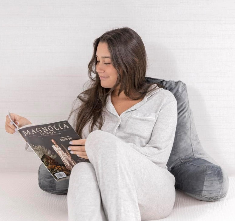 Milliard Reading Pillow with Shredded Memory Foam, Large Adult Backrest with Arms, Back Support for Sitting Up in Bed with Washable Cover (Sit up Pillow)