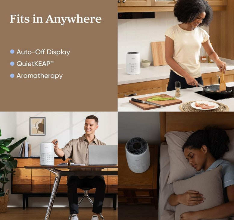 LEVOIT Air Purifiers for Bedroom Home, HEPA Filter Cleaner with Fragrance Sponge for Better Sleep, Filters Smoke, Allergies, Pet Dander, Odor, Dust, Office, Desktop, Portable, Core Mini, White