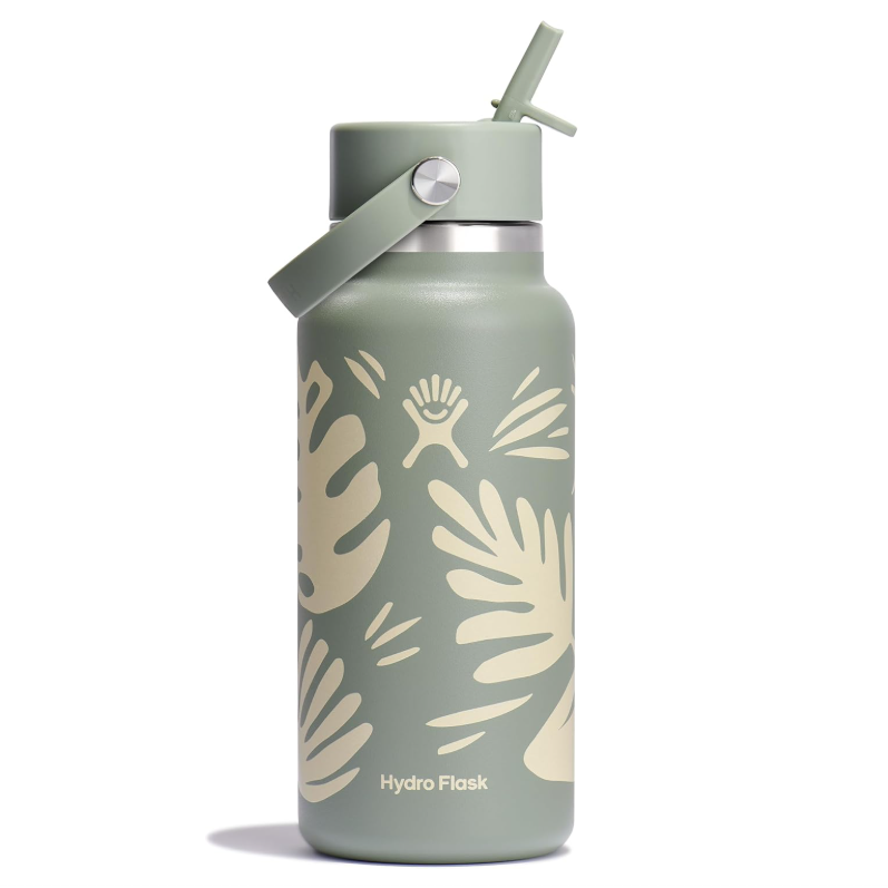 Hydro Flask 32 Oz Wide Flex Straw Cap Botanical Bliss Agave