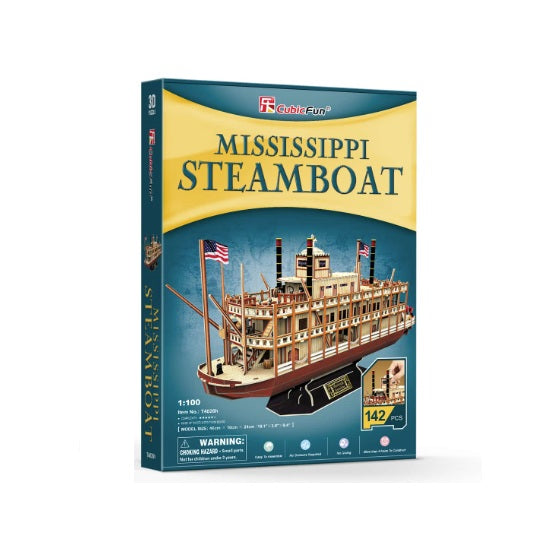 Mississippi Steamboat Shaped 3D Puzzle 142 Pieces Cubic Fun