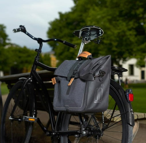 Basil Urban Dry MIK Double Pannier Bag, Matt Black, 50 Litre