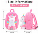 Gloveleya Unicorn Backpack for Girls Kids Backpack Plush Unicorn Toy Gifts for Kids Baby Napkins Snack Books Bag White 9 Inches
