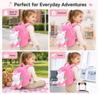 Gloveleya Unicorn Backpack for Girls Kids Backpack Plush Unicorn Toy Gifts for Kids Baby Napkins Snack Books Bag White 9 Inches