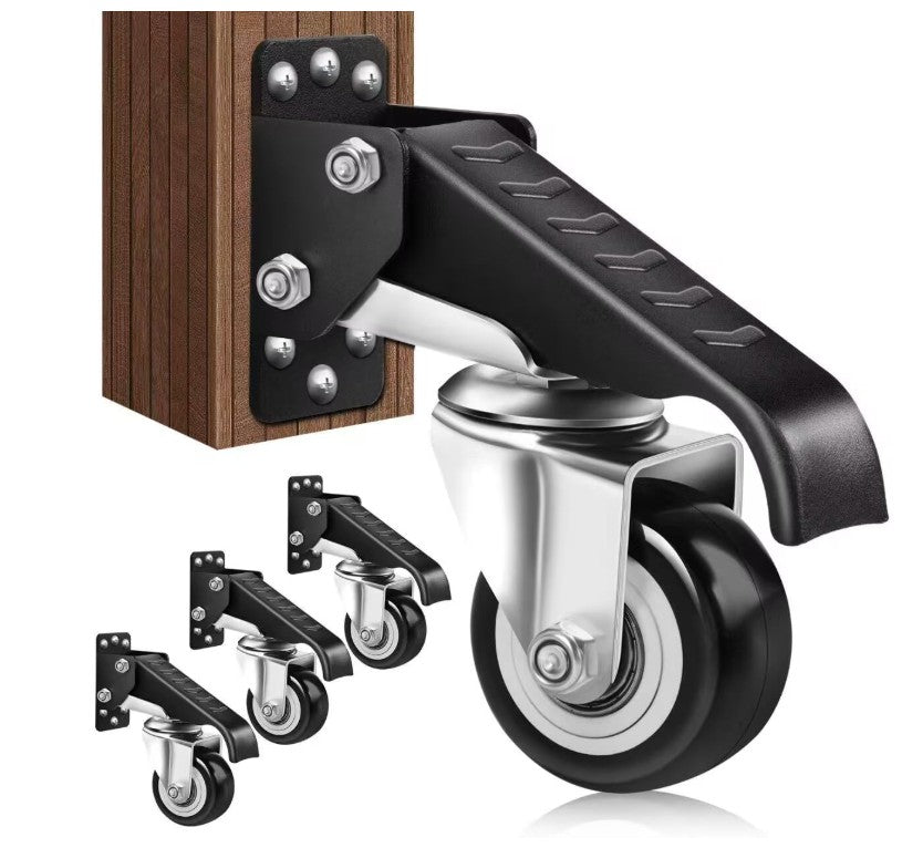 SPACECARE Heavy Duty Retractable Casters 600 Lbs Capacity Set of 4 Adjustable Stepdown Wheels or Workbenches Tables and Equipments,Side Mounted Main image