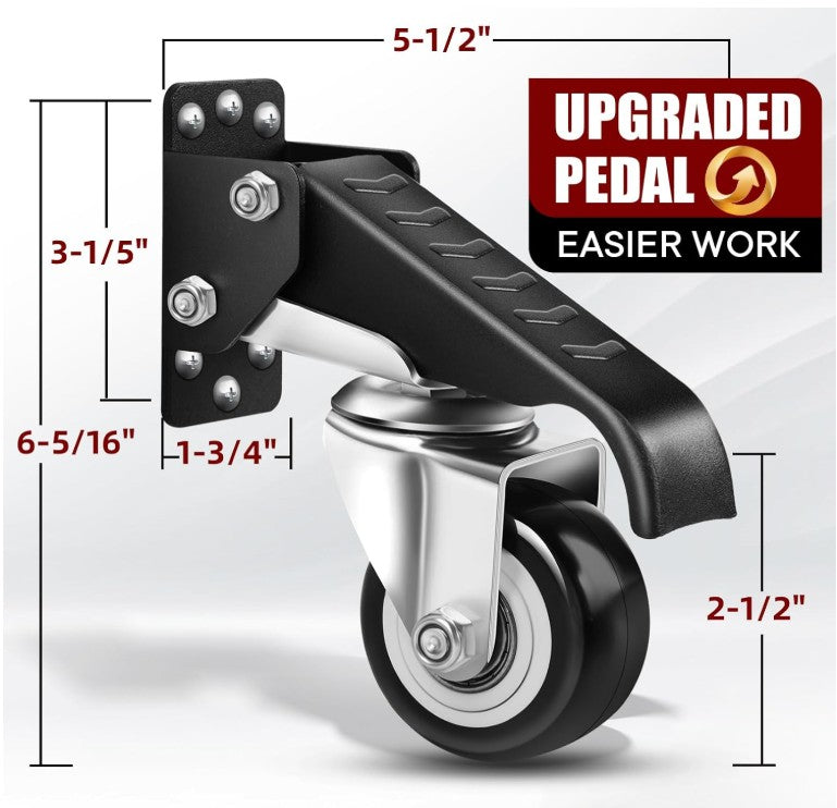 SPACECARE Heavy Duty Retractable Casters 600 Lbs Capacity Set of 4 Adjustable Stepdown Wheels or Workbenches Tables and Equipments,Side Mounted