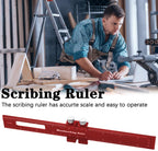 Violetfox Woodworking Precision Ruler Set - 3Pcs Metal Slide Rule With Inch and Metric Measurements, T-Type Scribing, Square, T Track for Marking and Measuring (6/8/12 Inch)