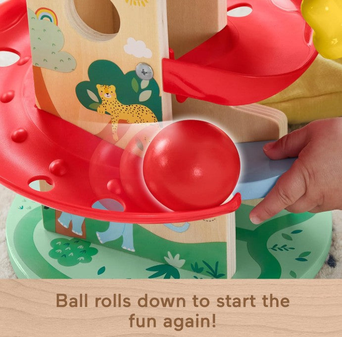 Fisher-Price Wood Baby Toy Treehouse Ball Run, 2-Piece Wooden Activity for Developmental Play Infants & Toddlers Ages 9+ Months