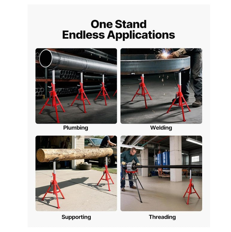 VEVOR Mophorn V Head Pipe Stand Adjustable Height 28-52 Inch, Jack Stands 2500 LB. Capacity,Folding Portable 1/2 to 12 Inch Supporting,Steel