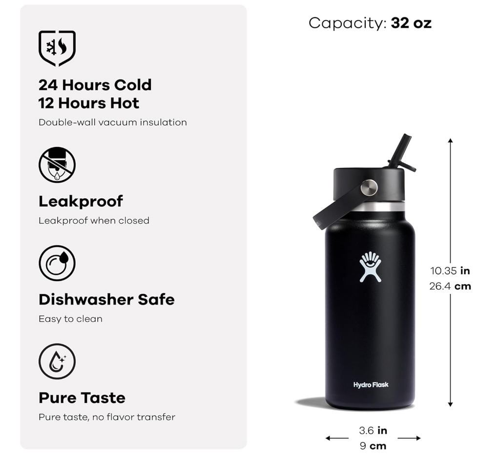 Hydro Flask 32 Oz Wide Mouth Flex Straw Cap Fossil