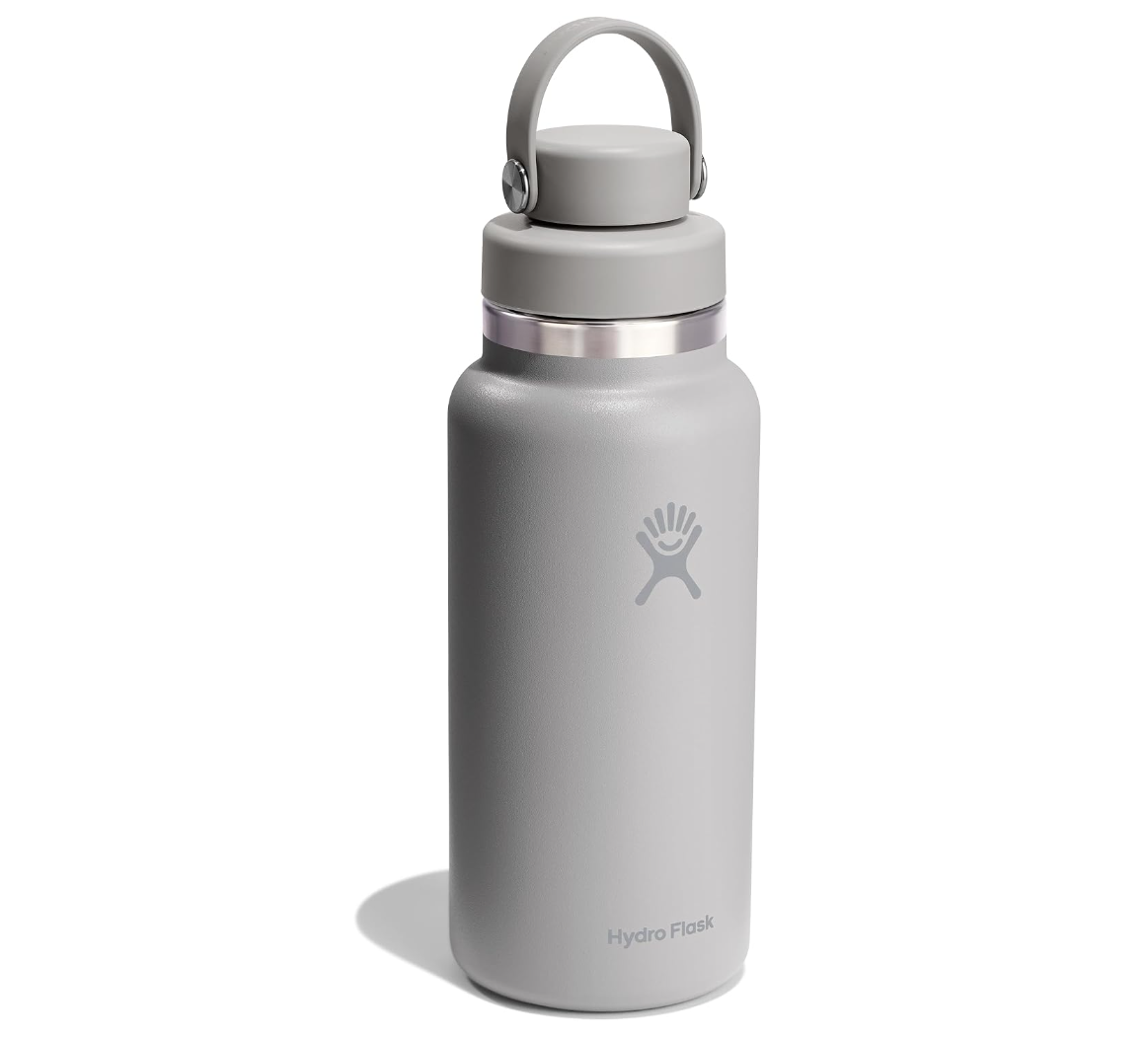 Hydro Flask Water Bottle - Insulated Stainless Steel - Wide Mouth Chug Lid, Non Spill, Leakproof in 32 Oz Birch Gray